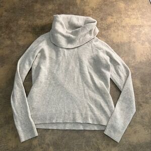 WoolOvers Cowl Neck Sweater Womens Small Grey 100% Cashmere Turtleneck